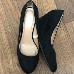 A new day black suede wedges